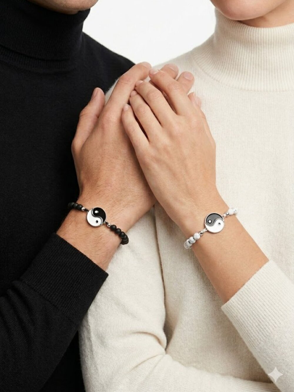 New Yin Yang Couple Distance Bracelets Black Beads White Howlite Beads